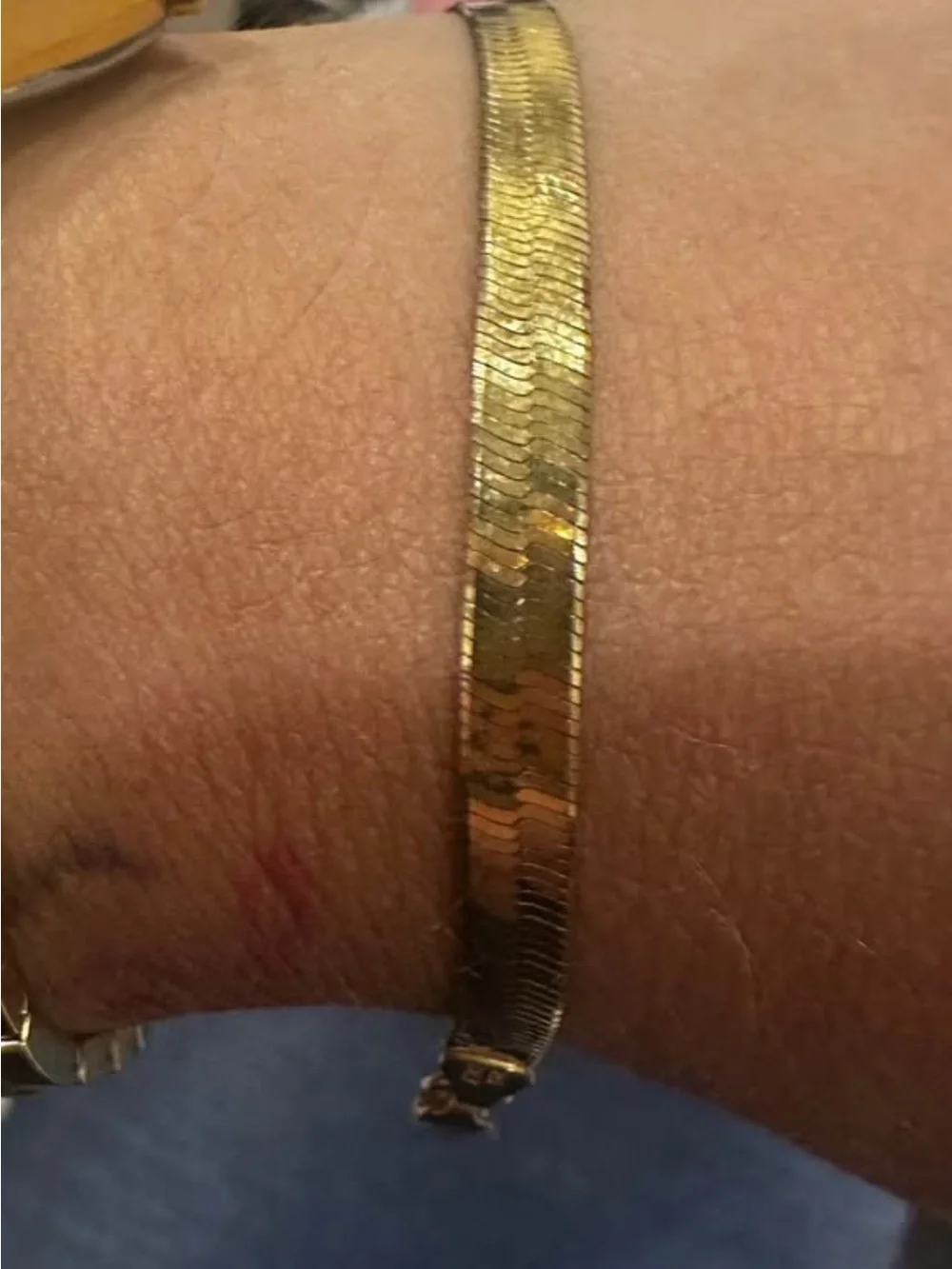 Thick 14K Gold dual tone bracelet gold silver diamond cut bracelet herringbone